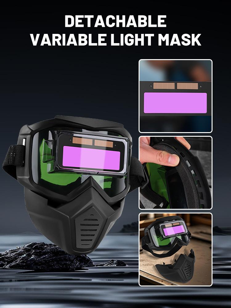 Auto Darkening Welding Glasses Work Protective Equipment Face Protector Adjustable Band Impact Resistant Welder Mask Face Cover