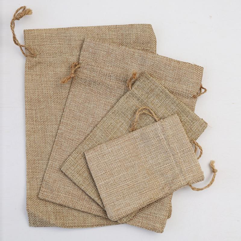Christmas Burlap Storage Bag Present Candy Snack Gifts Packaging Pouches Linen Drawstring Bags Wedding Party Home Decoration