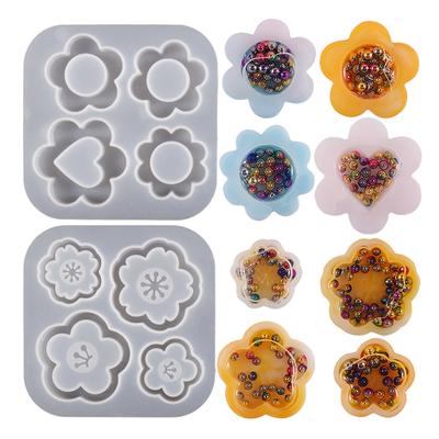 Glänzend glänzende Geometrie Blumenornament Silikon Epoxidharzform DIY Schlüsselanhänger Anhänger Schmuck für Taschen Dekorationen Handwerk