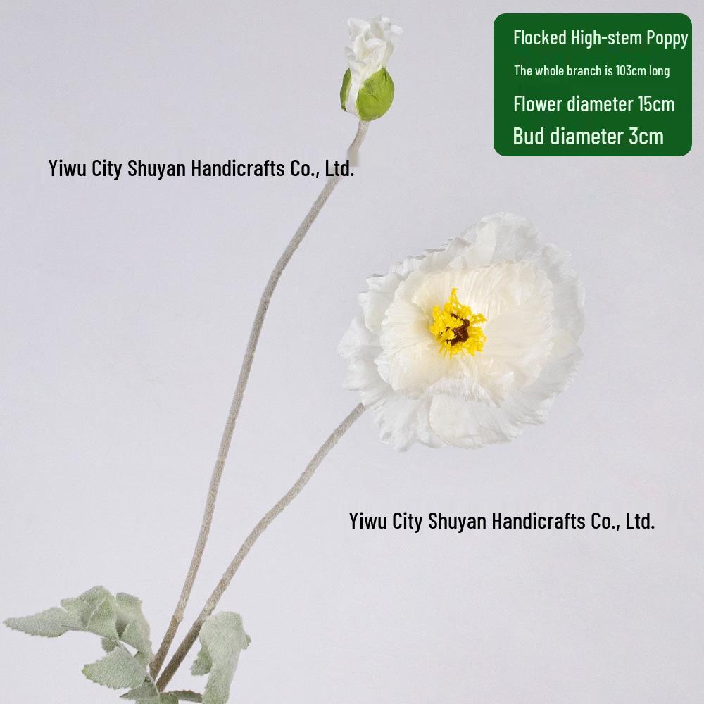 Large Flocked Silk Poppy Artificial Flower for Home or Venue Decoration, Floor Standing Prop