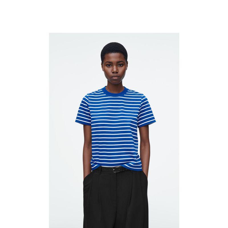 

Cos Women clothes Standard round Neck Short sleeve T-shirt Blue/Stripe 2025 Spring New 0960679121 Blue/Stripes 150/76A((XXS))