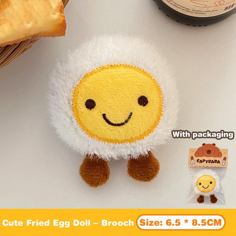 

2Pcs Student Bag Decoration Cartoon Plush Bag Egg Doll Pendant Cute Egg Brooch Keychain Diy Accessories