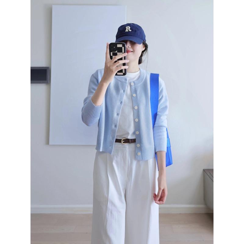 Soft waxy age-reducing single-breasted knitted cardigan jacket for women's spring and autumn stacked outer long-sleeved sweater bottoming top