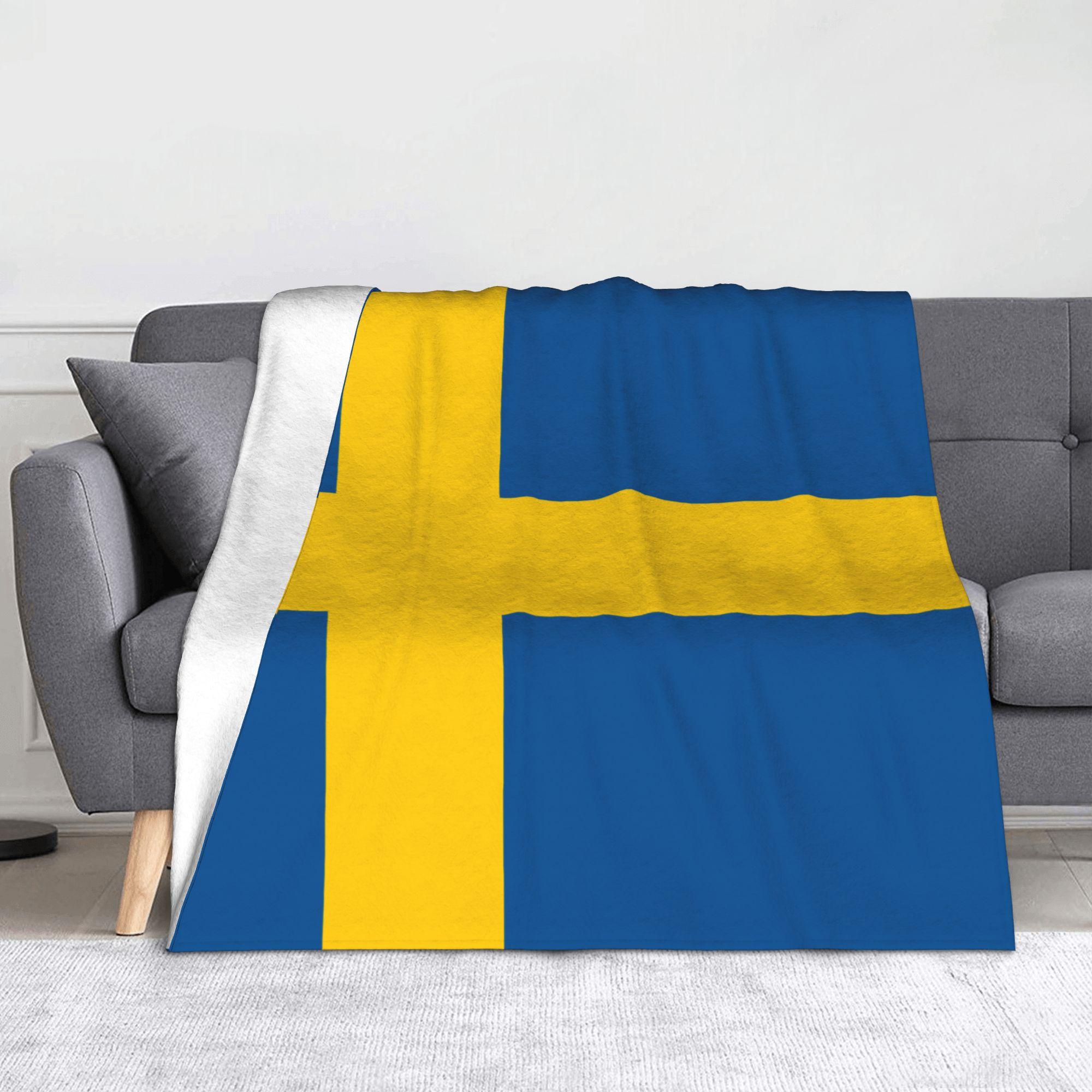 Sweden Flag Blanket Flannel  Winter  Portable Lightweight Thin Throw Blanket for Home Travel Quilt 75X95CM