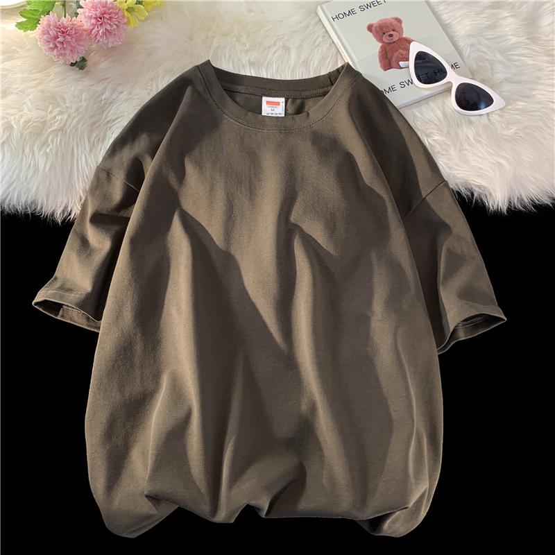 Summer New 260g 100% Cotton Fabric T-shirt Men High Quality Solid Color Short Sleeve Loose Tshirts Oversize Top Tees S-5XL