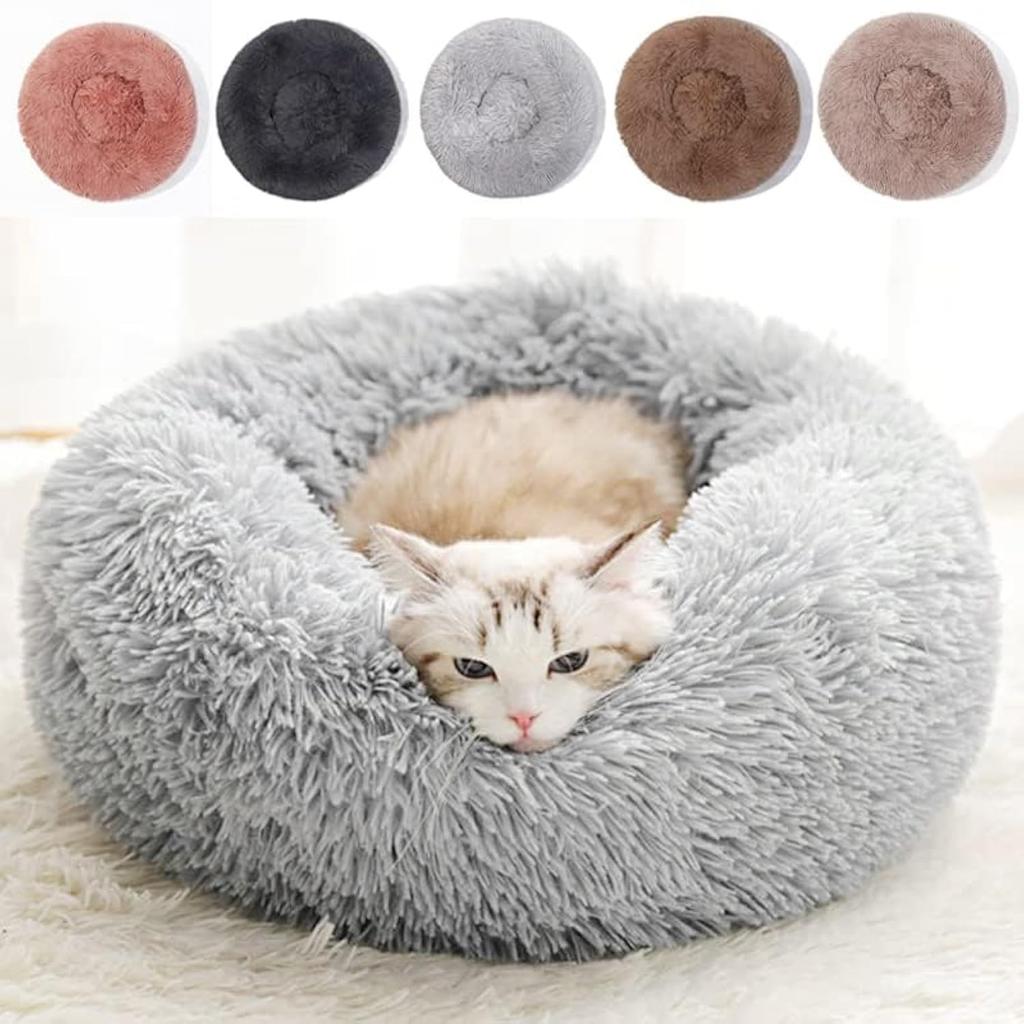 Winter Warm Plush Pet Bed Round Fluffy Dog Cat House Soft Long Plush Kennel for Small Pets