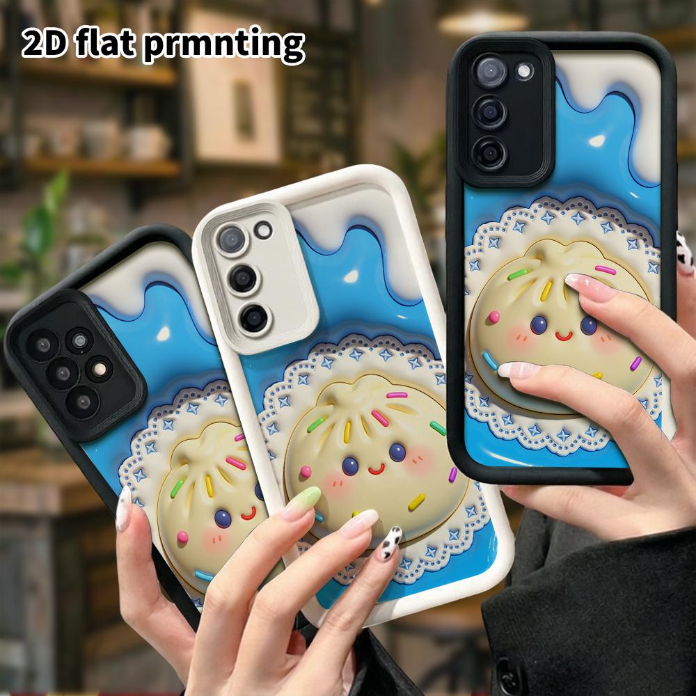 Phone case: 2D flat Samsung Galaxy A34 A35 M05 M06 S20 S22 S21 FE Plus 5G stepped protective case, cartoon bun, Christmas and Halloween gift