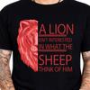 A Lion Isn't Interested In Sheep Quote Red Half Face Vintage Graphic T-Shirt.