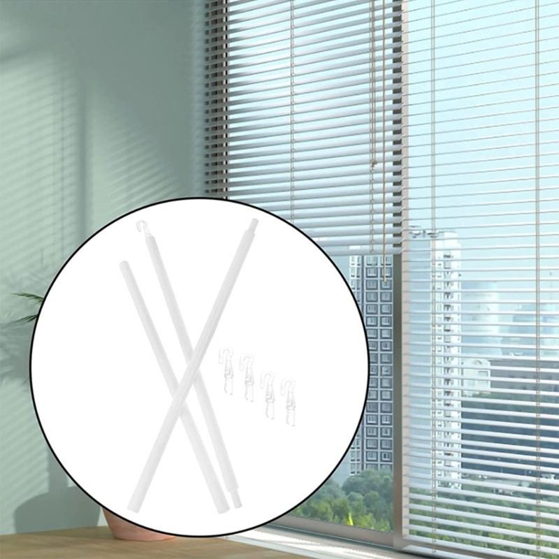 Universally Vertical Blind Rod with Hook and Handle 35Inch White Plastic Window Curtain Pull Wand for Blinds Control