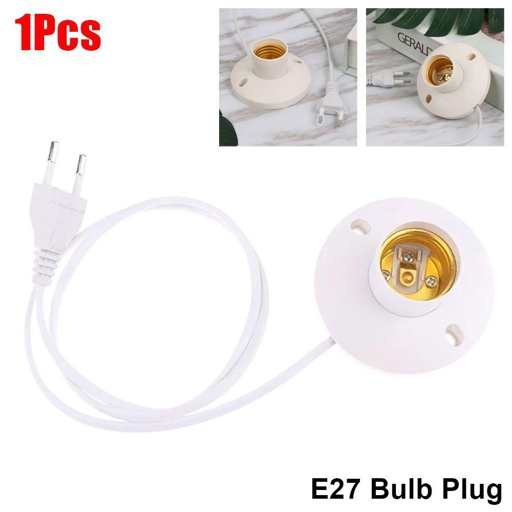 1Pcs Durable With Cable Base LED Lamp Holder EU Standard Plastic E27 Bulb Plug Dome Socket For Table Light Night Stands