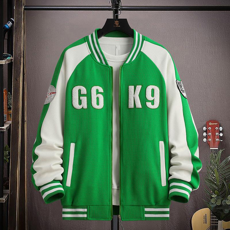 

Baseball Neck Men s Sweatshirt Spring and Autumn Style Teenager Embroidery Contrast Loose American Casual Jacket Men 4XL
