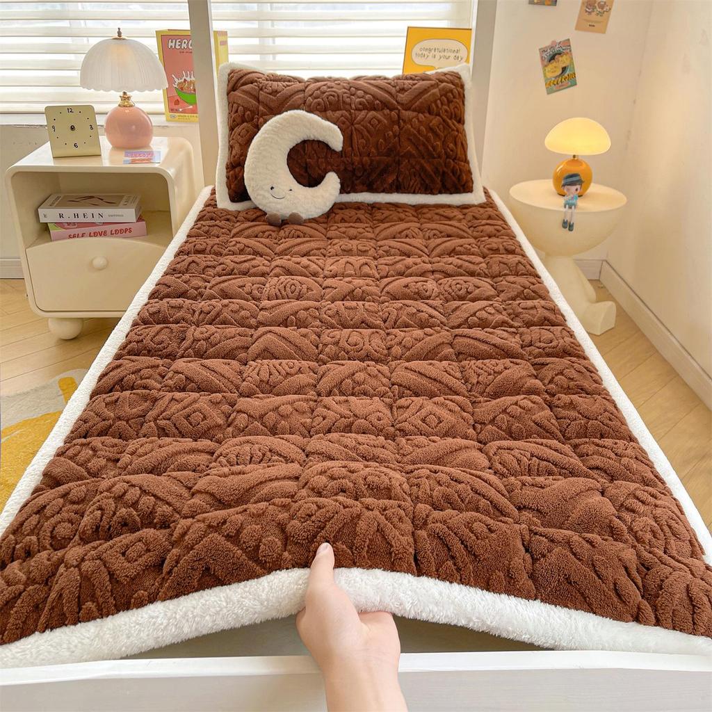 Winter Verdickte Taft Samt Matratzenauflage - Weiche Milch Samt Bettwäsche für Wohnheim, Einzel- oder Doppelbett