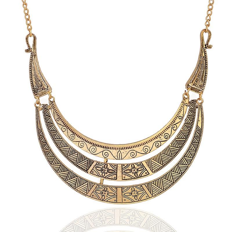 European and American Alloy Retro Necklace Metal Pattern Totem Collar