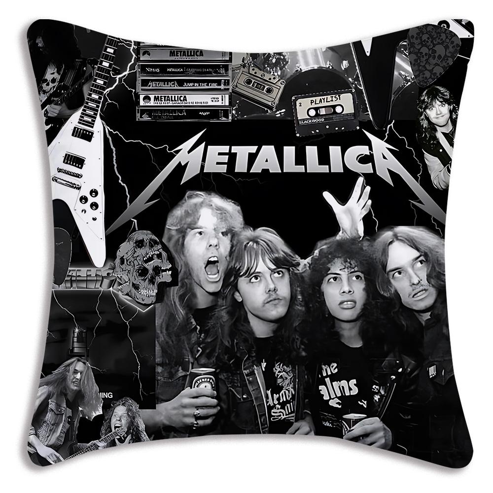 Anime Band M-METALLICAs Pillow Covers Cartoon Sofa Decorative Home Double-sided Printing Short Plush Cute Cushion Cover