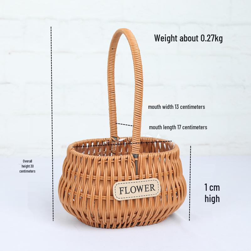 Valentinstag Handgefertigter Rattan Picknick- und Blumenkorb für Hochzeiten und Heimdekoration