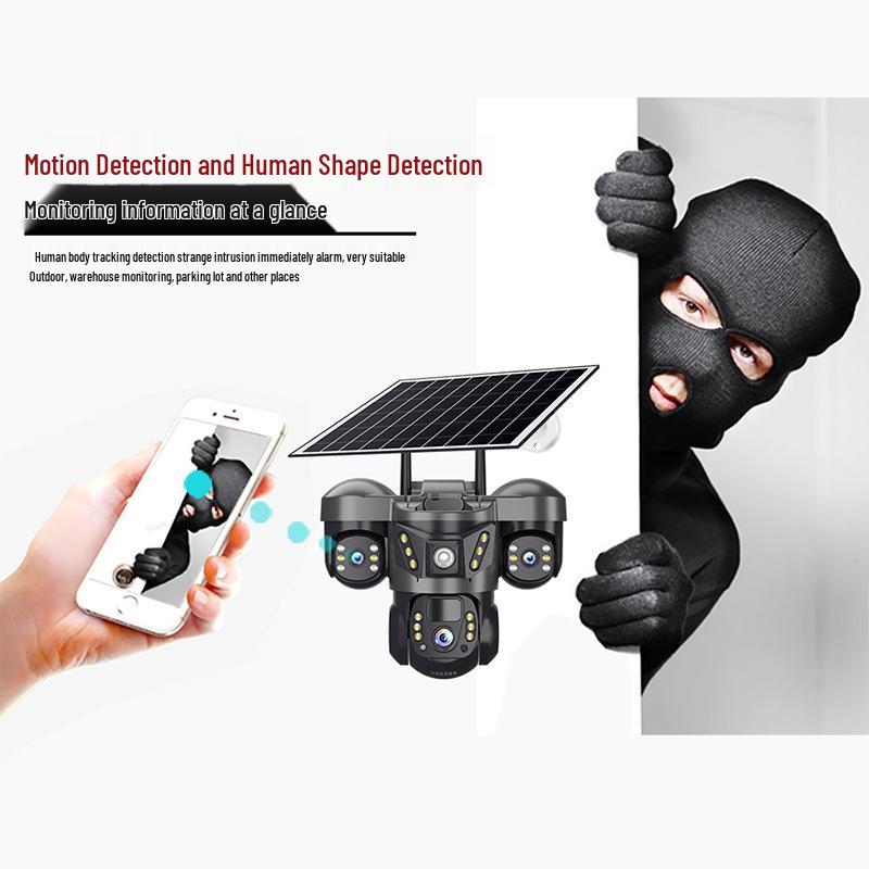 V380 Solar PTZ Outdoor Multi-Lens Surveillance Camera