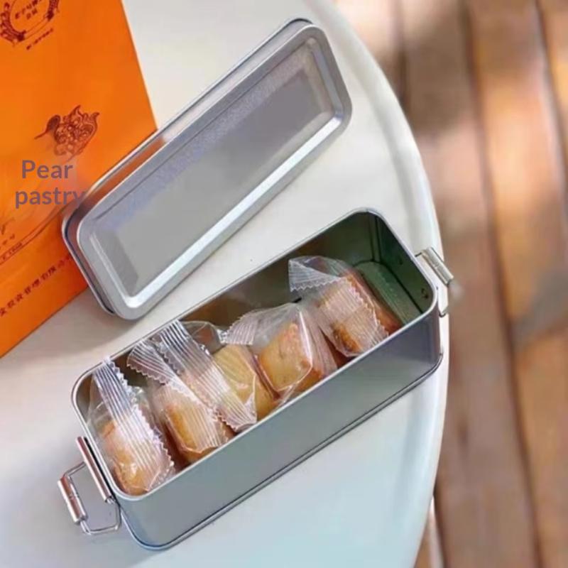 Retro Rectangular Iron Storage Container Non-toxic Tight Lid for Cake Candy Homemade Pastry Gifting Friends Family