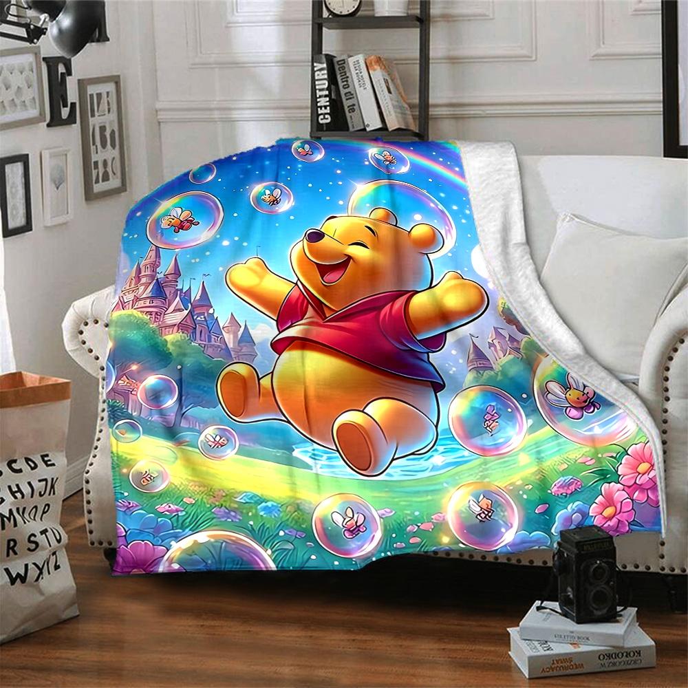 Piglet'S Bubble Adventure Flannel Blanket Super Soft Warm Cozy Blanket For Sofa Bed Office Travel Allseason Home Decor Gift