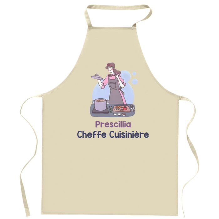 Tablier de cuisine - Prescillia - Impression bretonne - Coton épais résistant - Fabrication France