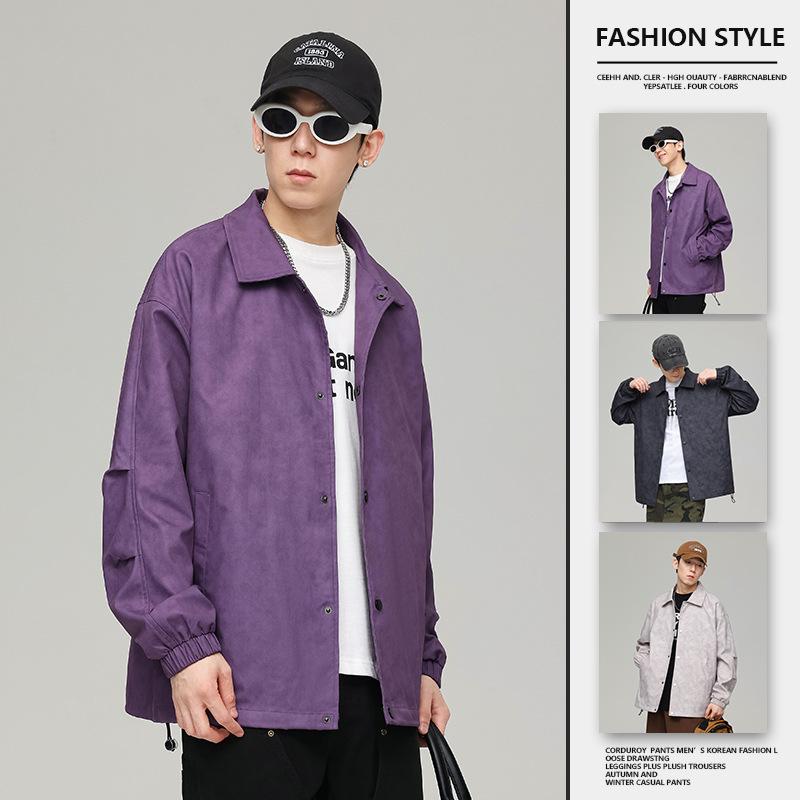 American retro trendy basic multi-color workwear loose casual waterproof bomber coach jacket