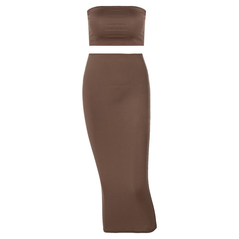 Sexy Strapless and Hip Hugging Skirt Set Sexy Tube Top Bodycon Dress Suit