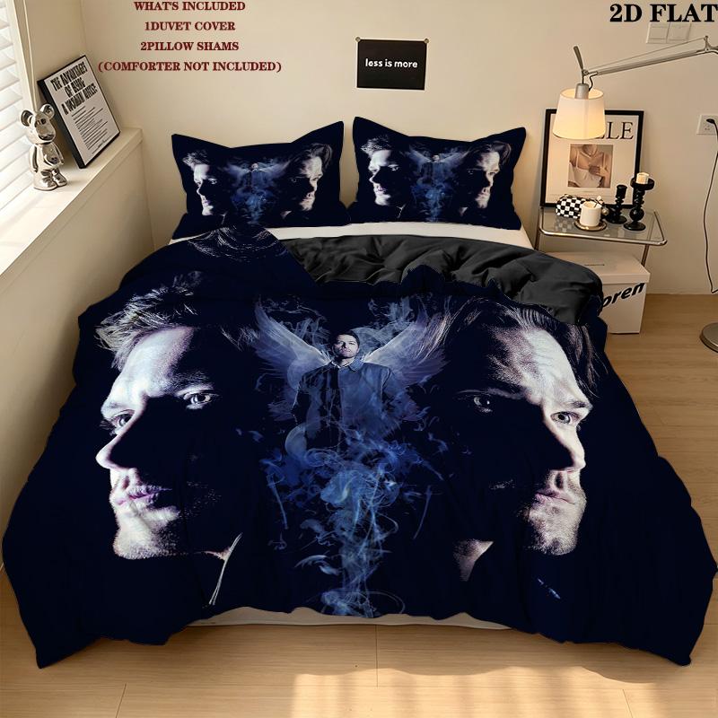 Supernatural Pattern Bedding Quilt Set Quilt Cover Pillowcase Home Birthday Gift(1 * Duvet Cover + 2 * Pillowcase, Without Core)