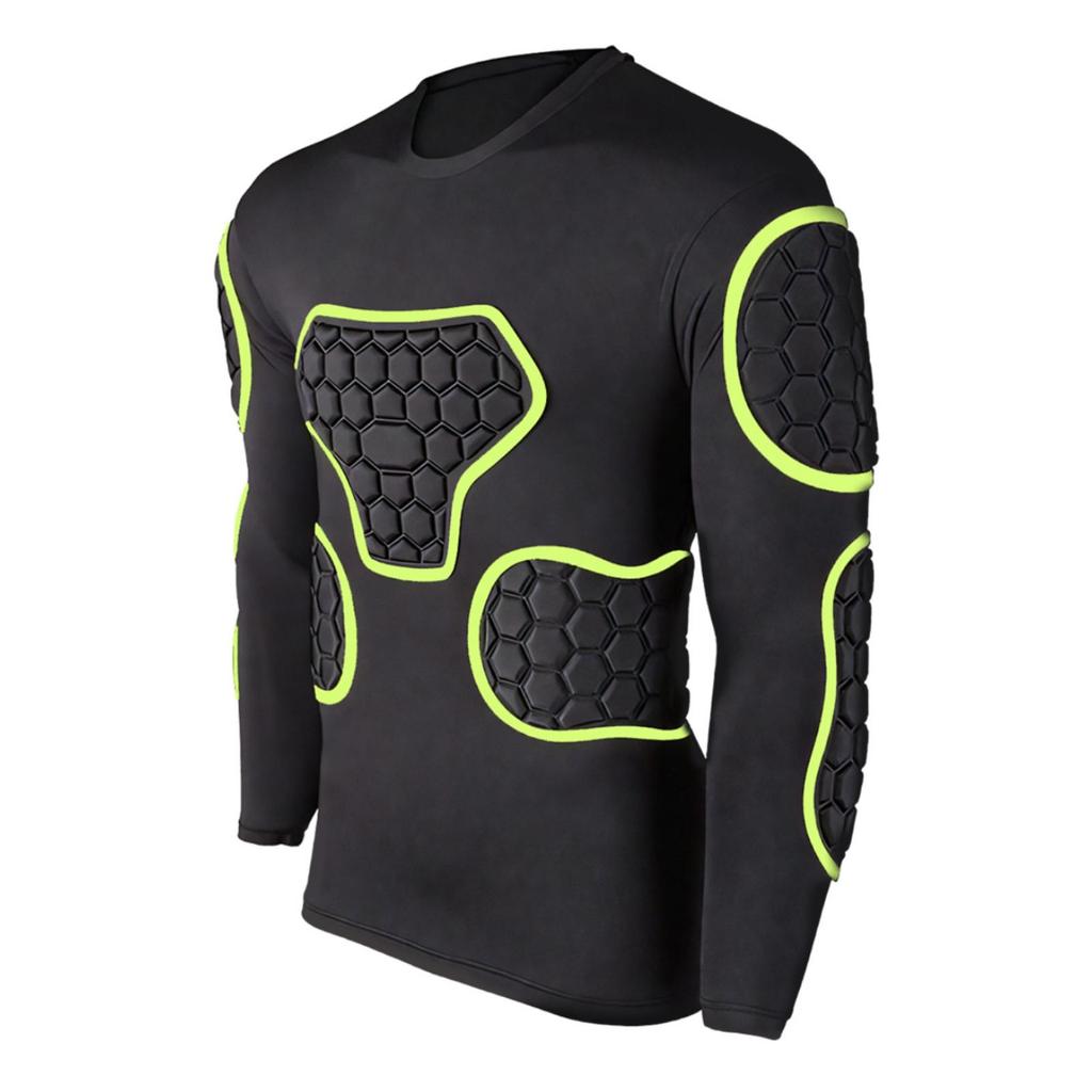 Maglia a Compressione Imbottita Elasticizzata in 4 Direzioni ad Alta Elasticità con Imbottiture