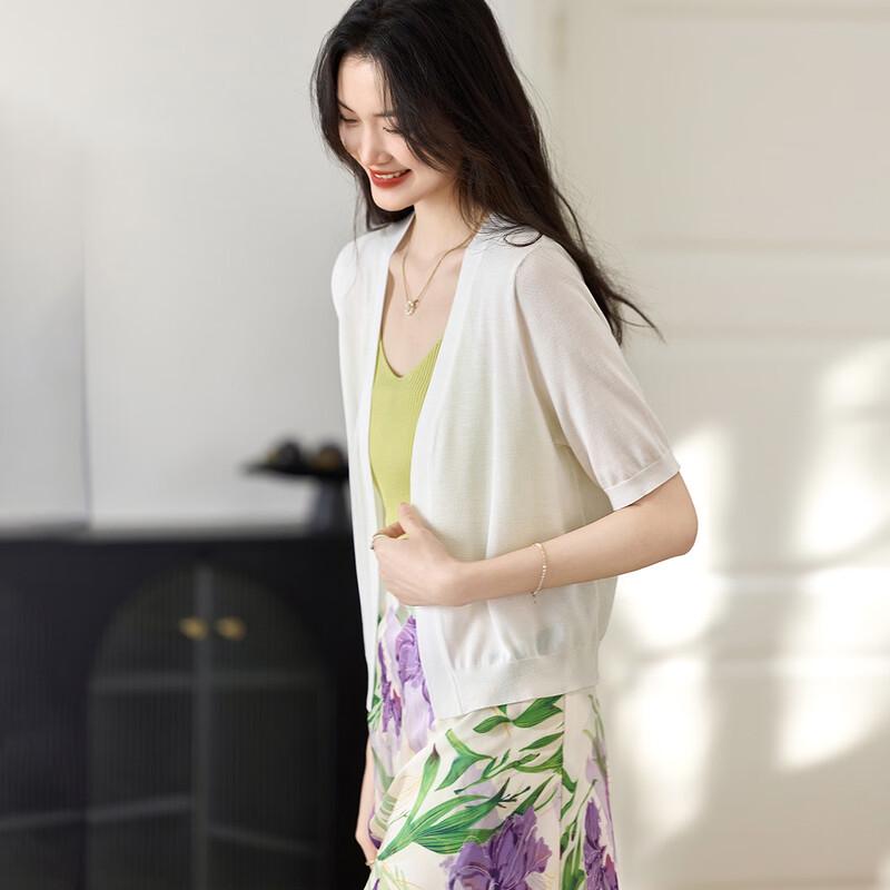 

Srcr Women s Silk-blend Short Sleeve Knit Cardigan M