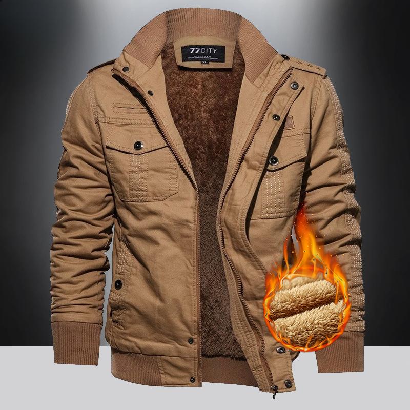 Cotton-padded Men's Winter New Velvet Padded Jacket Young and Middle-aged Cotton Plus Size Loose Cotton-padded Jacket Coat