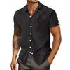 Men's Summer Solid Color Lapel Short-Sleeved Shirt Men's Casual Fashion Short-Sleeved Shirt