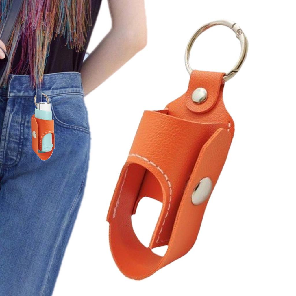 inhaler holder Portable PU Leather inhaler case keychain Spray bottle storage bag L-Shaped Inhaler Portable Stand for outdoor