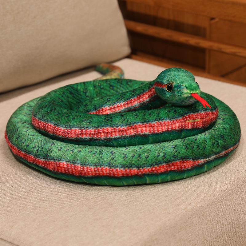 130~300Cm Like Real Colorful Snake Doll Stuffed Long Scary Animal Tongue Out Darkness Party Prop Decor Man Gift