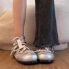 Flache Mary Jane Schuhe Damen neu Sommer silberne Ballerinas leichter Mund einzelne Schuhe atmungsaktiv und bequem