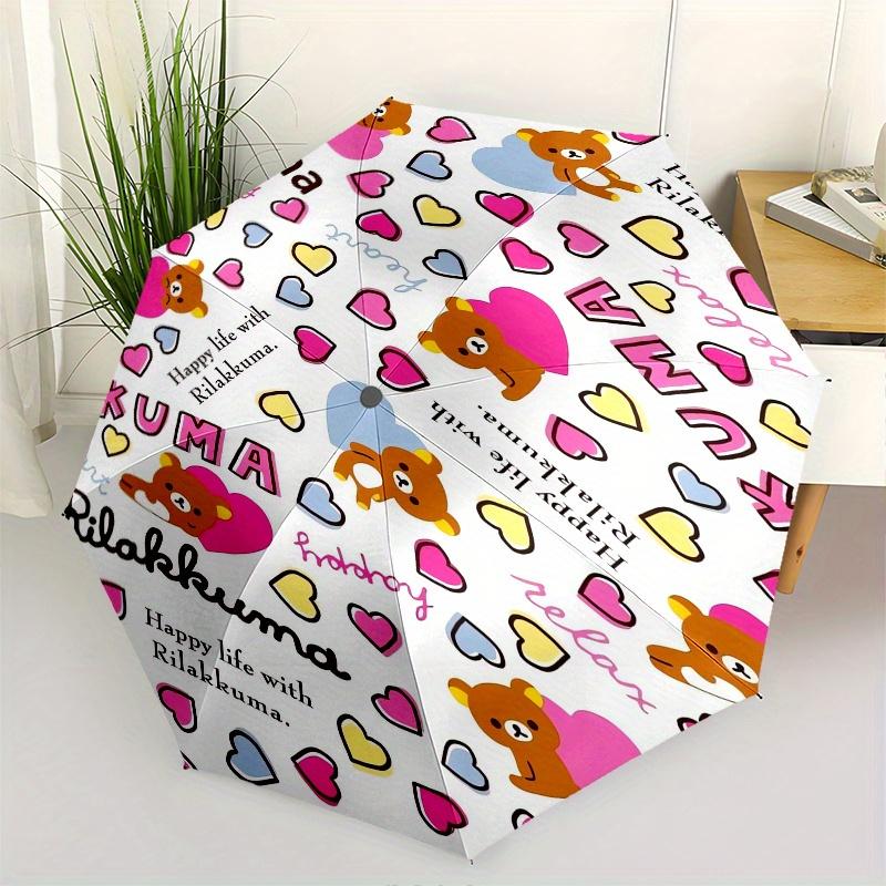 

Rilakkuma,Heart Automatic Folding Umbrella Simple 8 Rib Design, Bright Cartoon Pattern, Durable Iron Frame, Suitable For Travel, Outdoor, Be