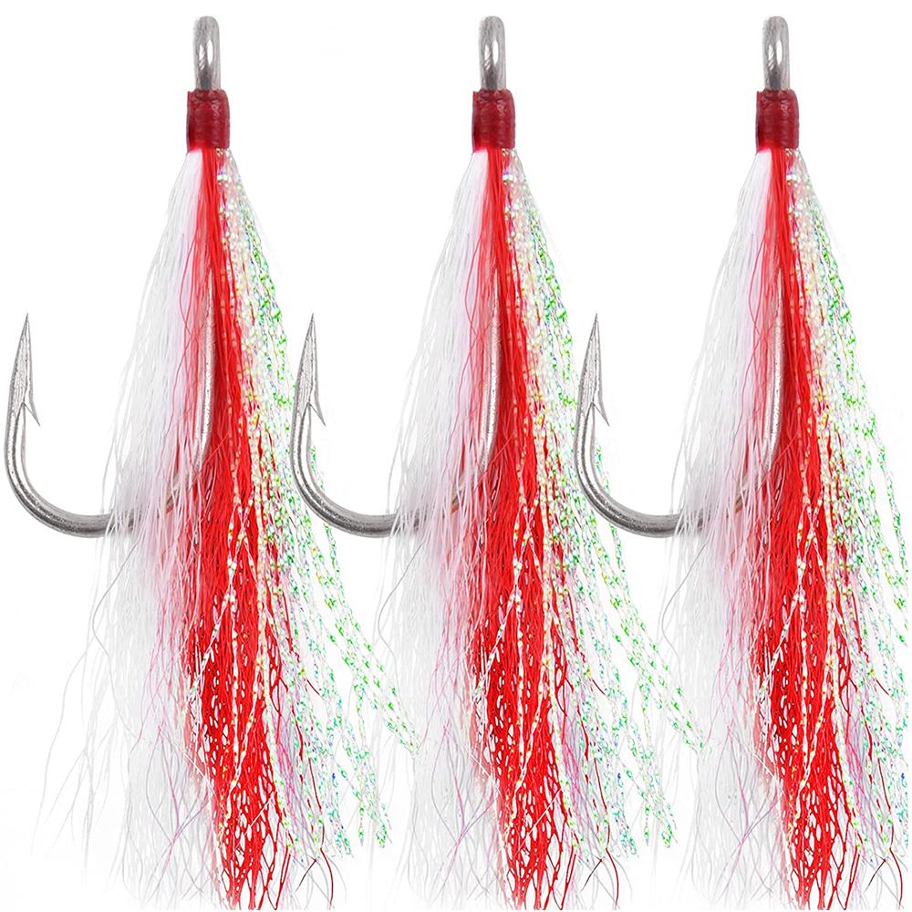 8Pcs/4Pcs Bucktail Teasers Fishing Hook Saltwater Fishing Lures Rig Stainless Steel Fishing Jig Hooks For Catfish Bass