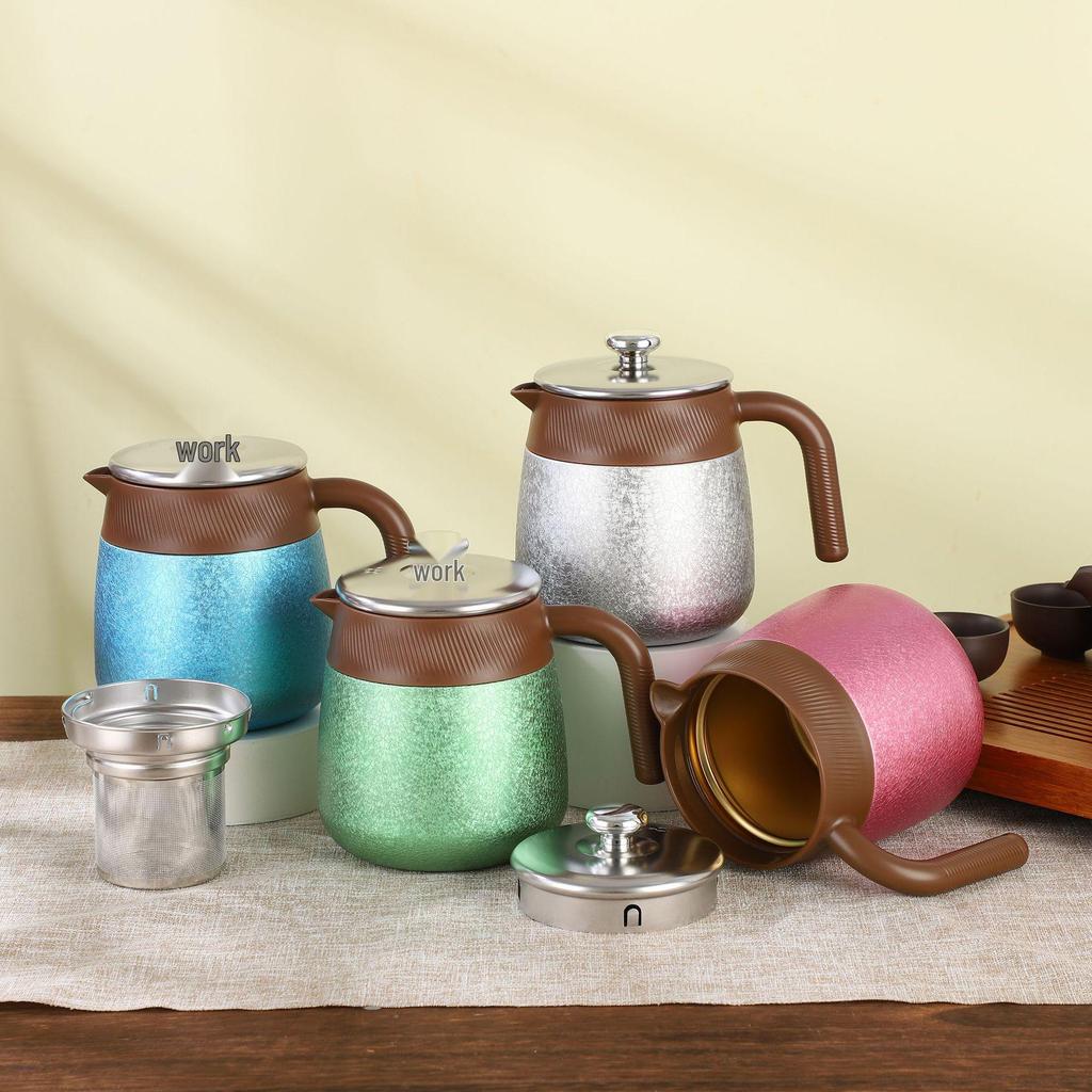 Titanium-Coated Tea Brewing & Stewing Pot - Large Capacity, Insulated, Health-Preserving with Tea-Water Separation.