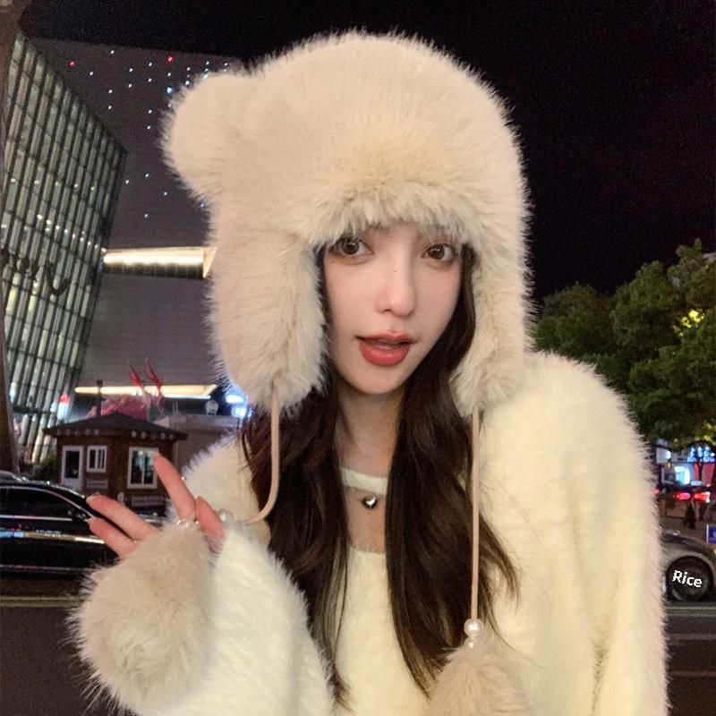 Women's Large Head Lei Feng Hat: Autumn/Winter Ear Protection for Outdoor Cycling