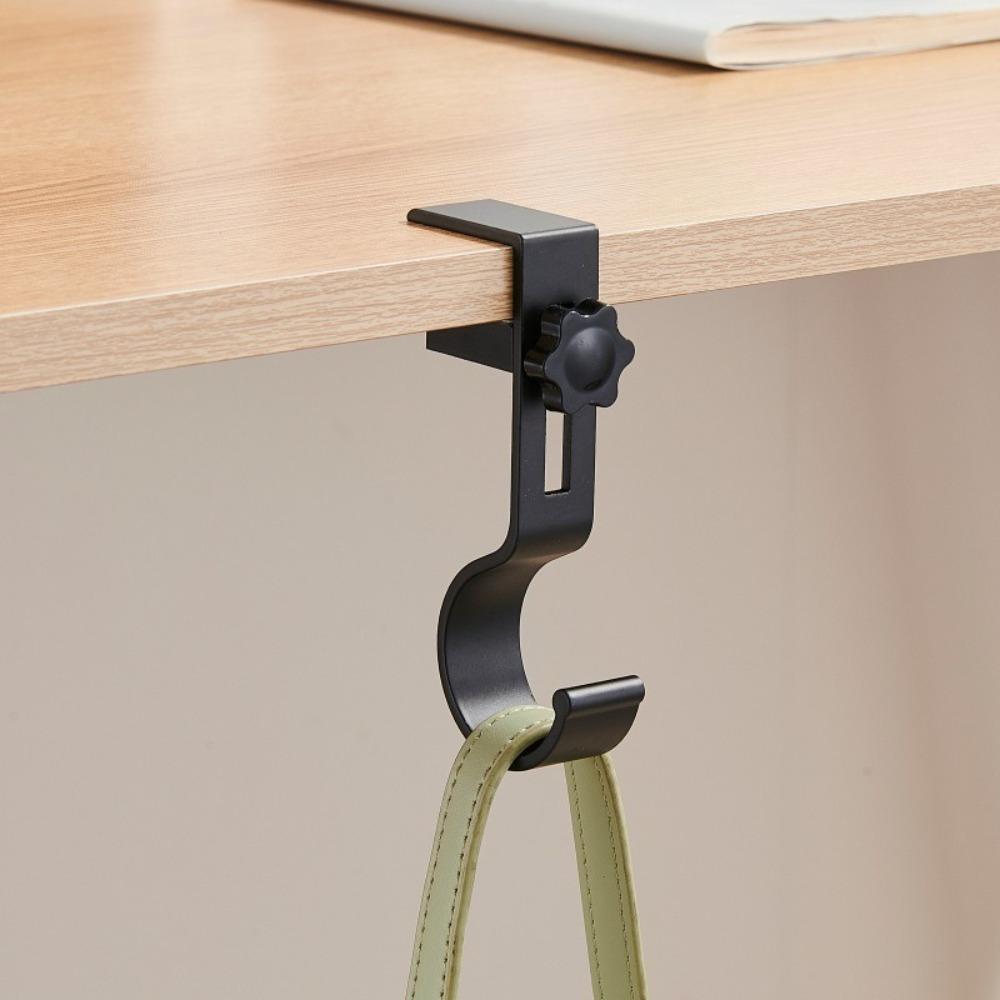 Aluminum Alloy Adjustable Desk Hook Adjustable Portable Backpack Holder Easy Install Double Hook Multipurpose Hook