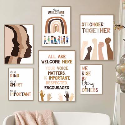 Diversity Poster Print Set Inclusive Equality Kindness Matters Quotes Canvas Painting Classroom Wall Art Picture Kids Room Decor