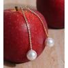 Eetit Temperament Long Zirconia Chain Drop Simulated Pearl Round Dangle Earrings Korean Style Daily Versatile Popular Jewelry