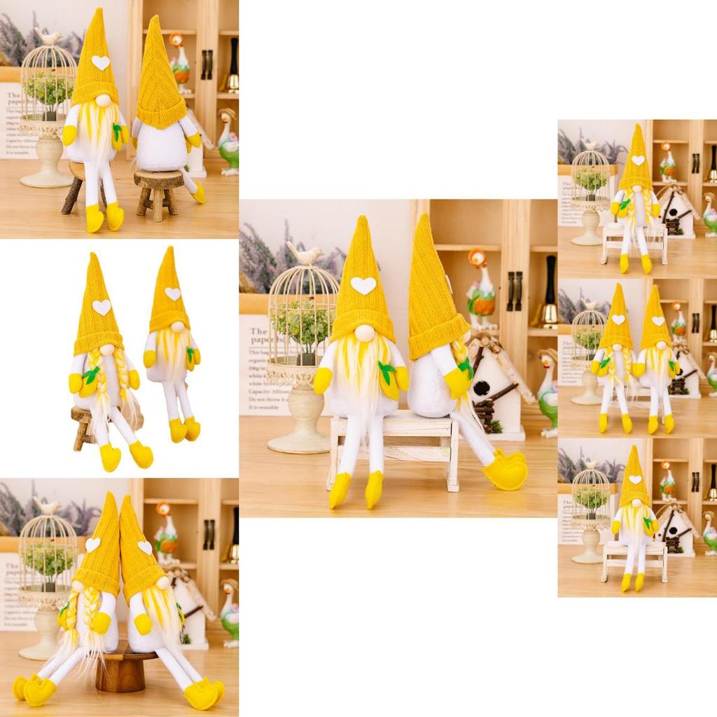 Whimsical Yellow Knitted Lemon Gnome Figure Ideal For Summer Themed Parties And Home Styling