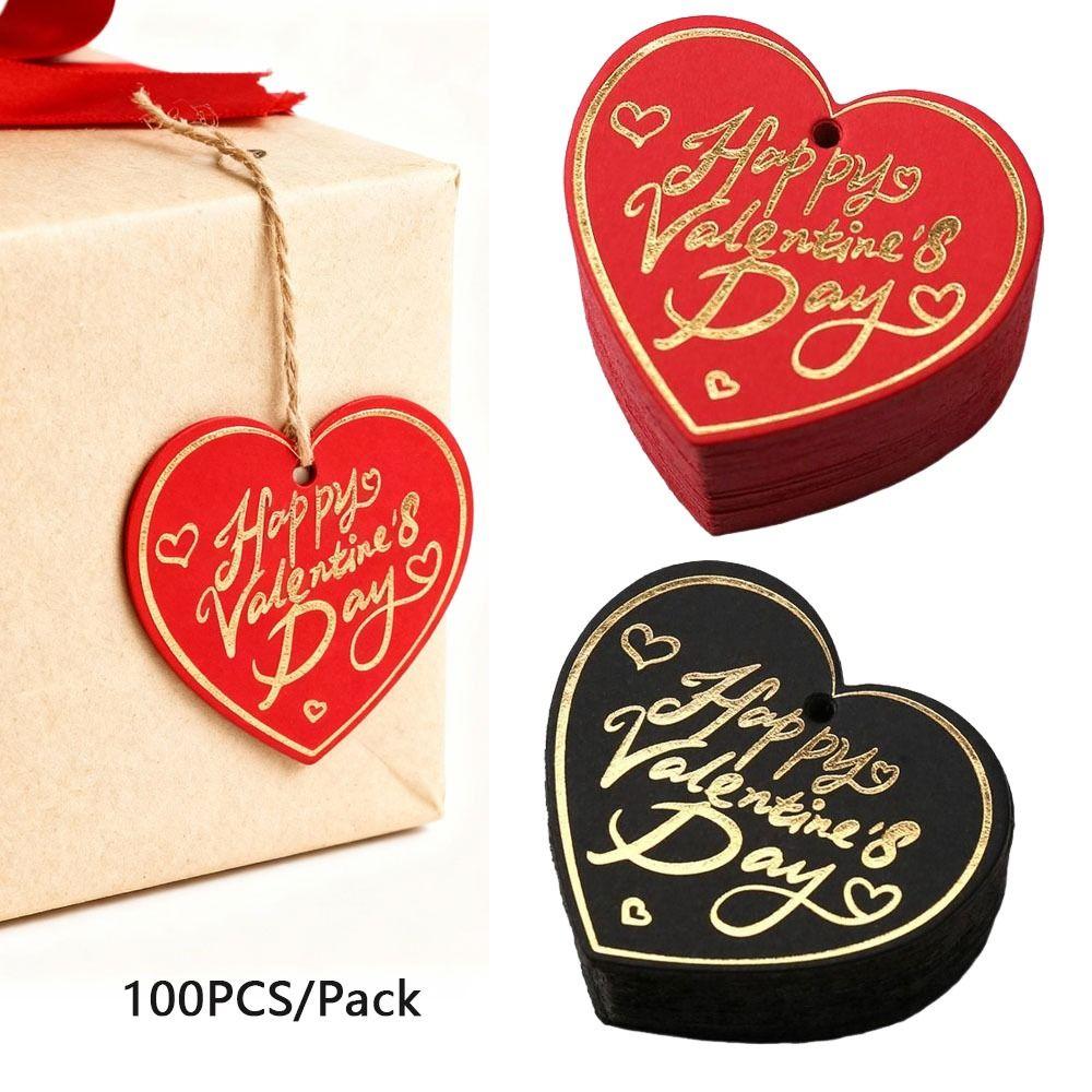 100pcs White Red Paper Valentine's Day Tags Hand Gift Hanging Tag Festive & Party SupplieS
