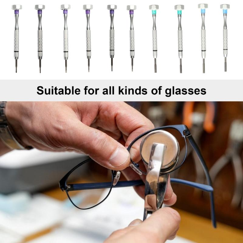 Schraubendreher-Set für Brillenreparatur, rutschfester Griff, Stahlkopf, tragbares Werkzeugset kompatibel für Sonnenbrillenwartung