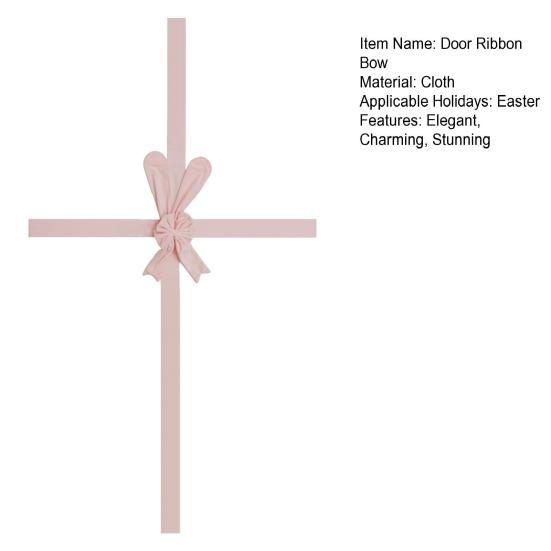 Large Easter Velvet Door Ribbon Bow Pink Gate Cabinet Wreath Bow Festival Wrapping Decoration for Door Window Fireplace Spring Party Supplies