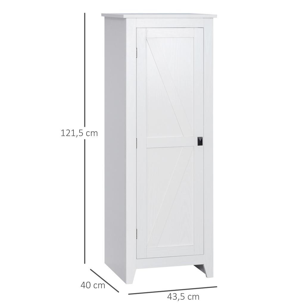 Armoire de rangement Buffet de cuisine Unité de rangement pour salle de bain Gain de place Style classique avec 3 étagères réglables - Hauteur 120 cm en Bois Blanc