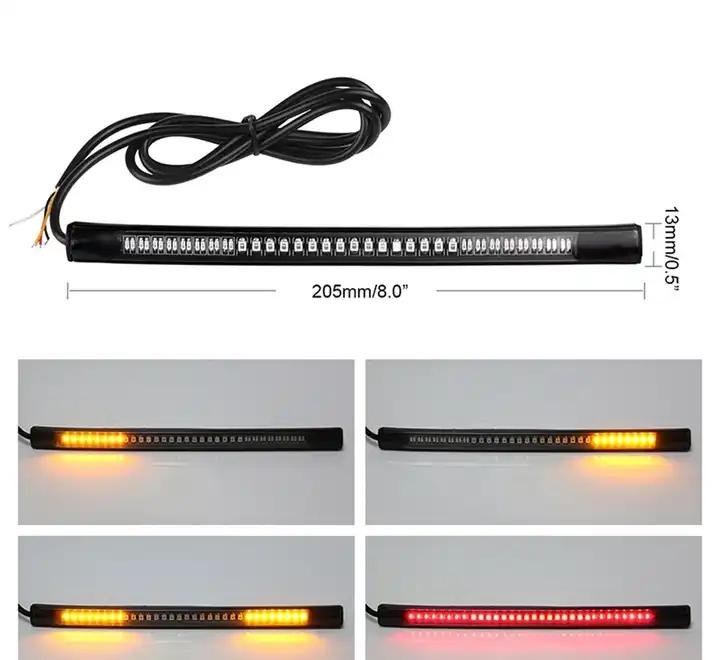 Flexible 48 LED Motorcycle Light Bar Strip Tail Turn Signal Tail Rear Brake Stop Bulb Lamp Brake Light SMD Dual Color
