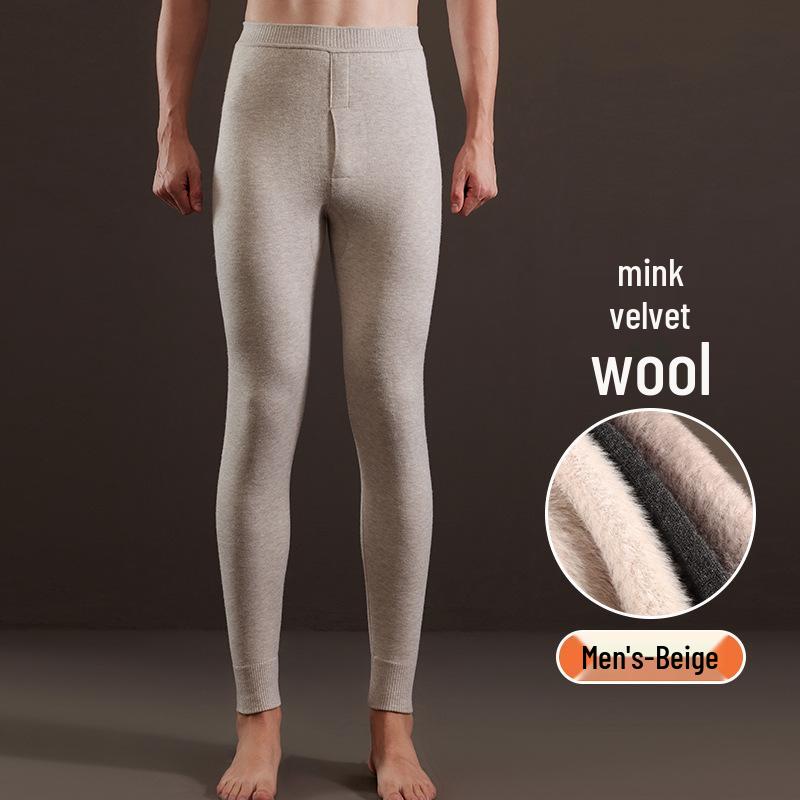 Men's Wool Fleece-Lined Warm Pants & Women's Faux Mink Cashmere Leggings: Winter High-Waisted Knitwear.