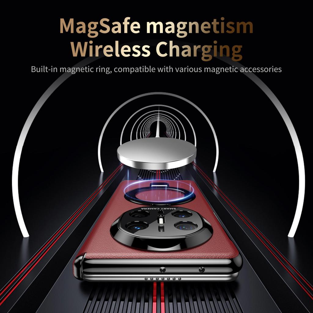 Business Style Pivot Magnetic Leather Case For Huawei Mate X5 X6 Bracket Cover Alloy Stand Ring With Glass Screen Protector
