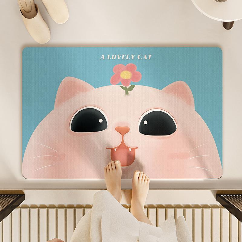 Cartoon Docat Household Water Absorption Diatom Mud Floor Mat Wear-resistant Rectangular Bathroom Bathroom Toilet Carpet Mat