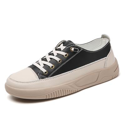 Fashion Top Layer Cowhide Lace Up Women Sneakers Flat Shoes 2025 Autumn Soft Soled Comfortable Versatile Casual Sneakers Shoes